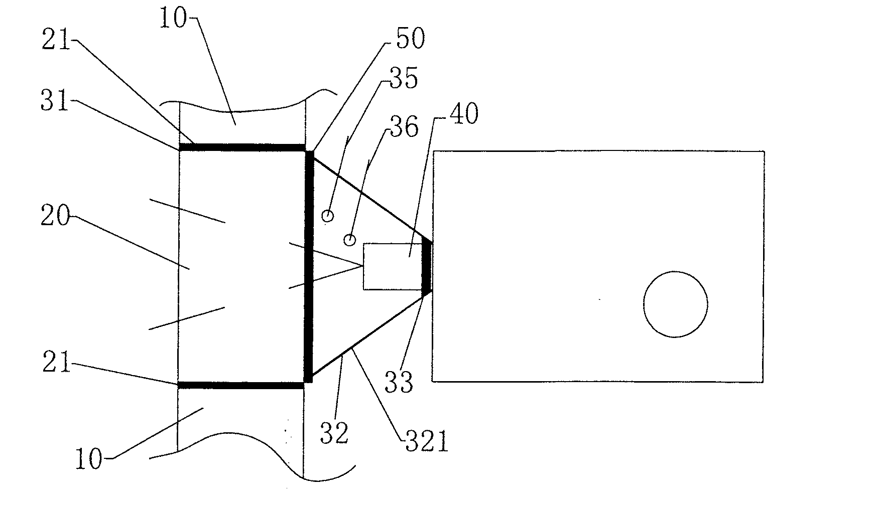 Projection window structure for movie theatre