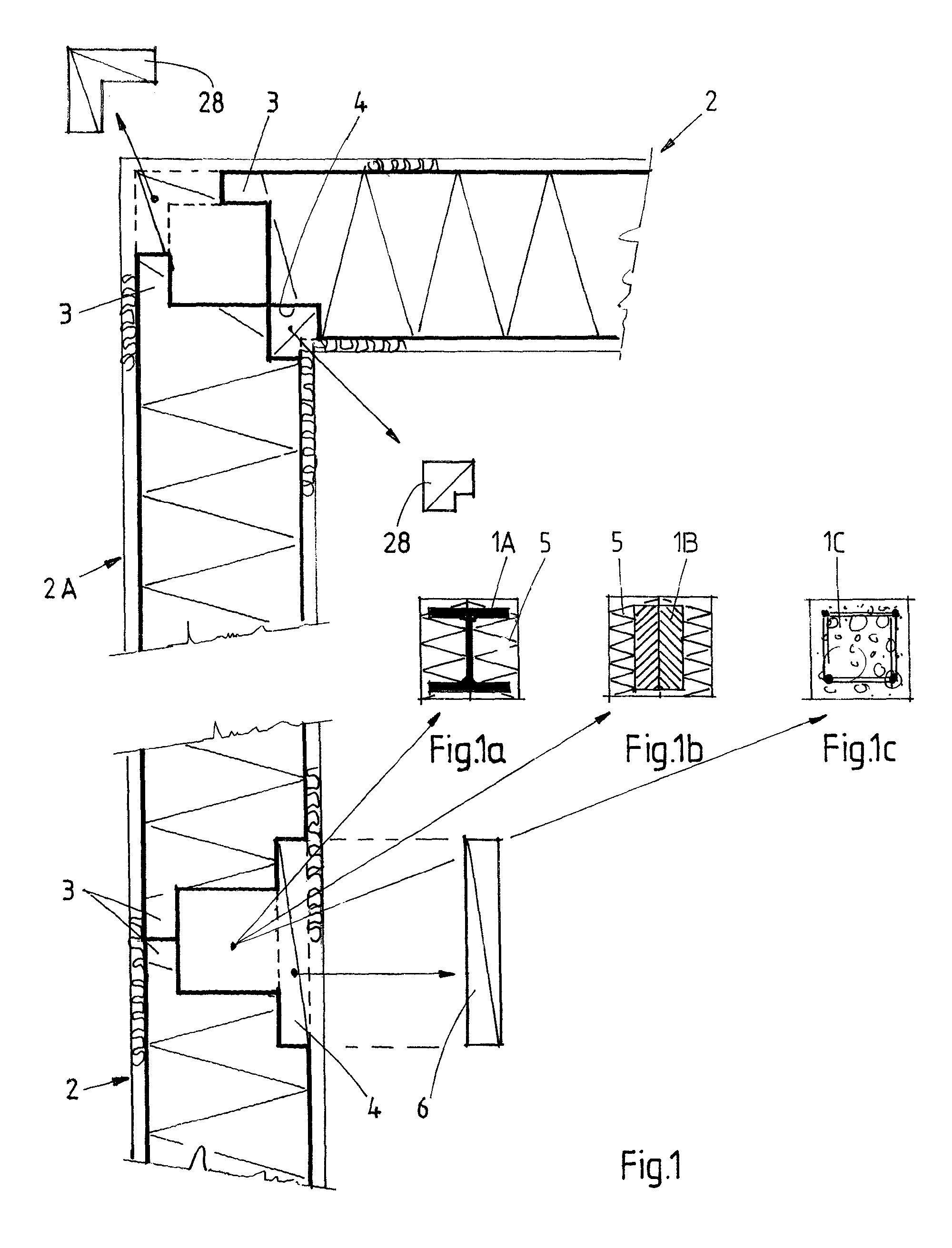 Method of constructing a building, such building, and wall and floor elements for use therein