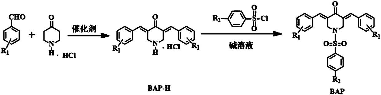 3,5-bis(arylidene)-N-benzenesulfonyl-4-piperidinone compounds and preparation method thereof