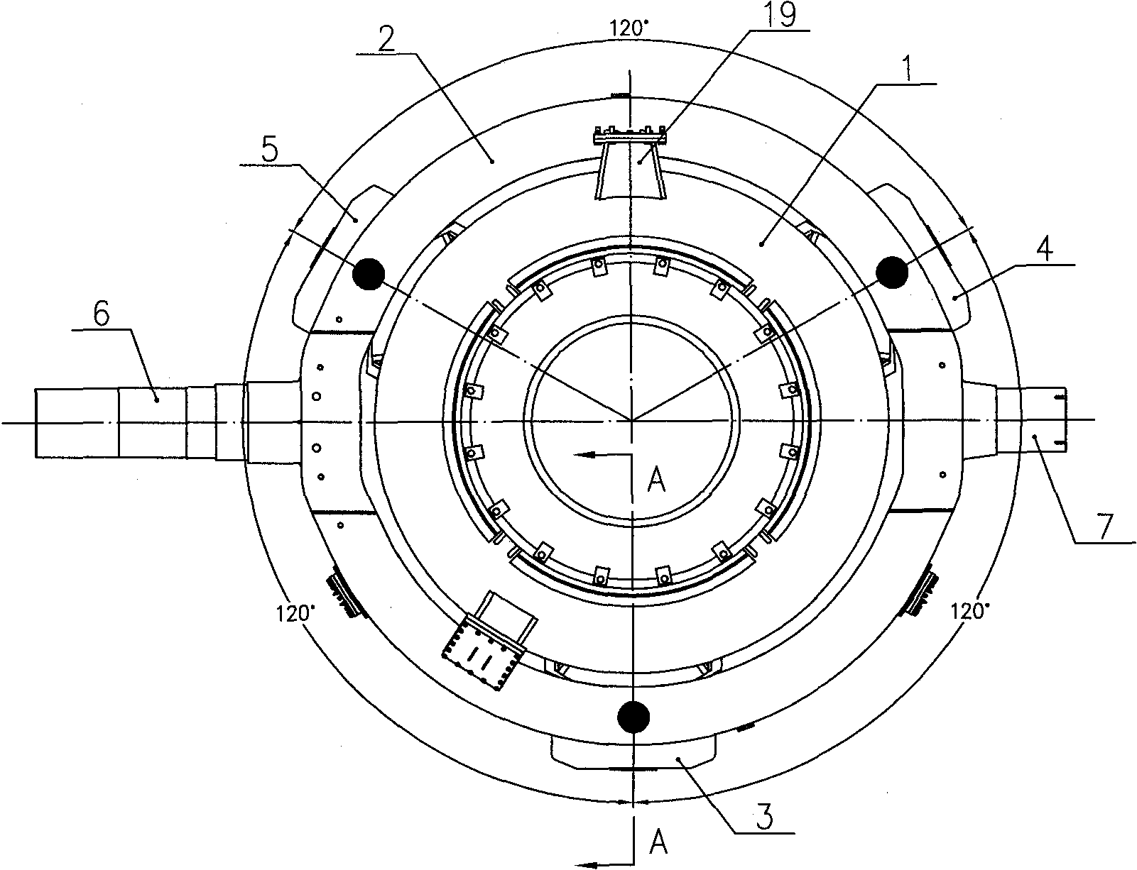 Spherical hinge disc suspension type connection device of converter ring and furnace shell