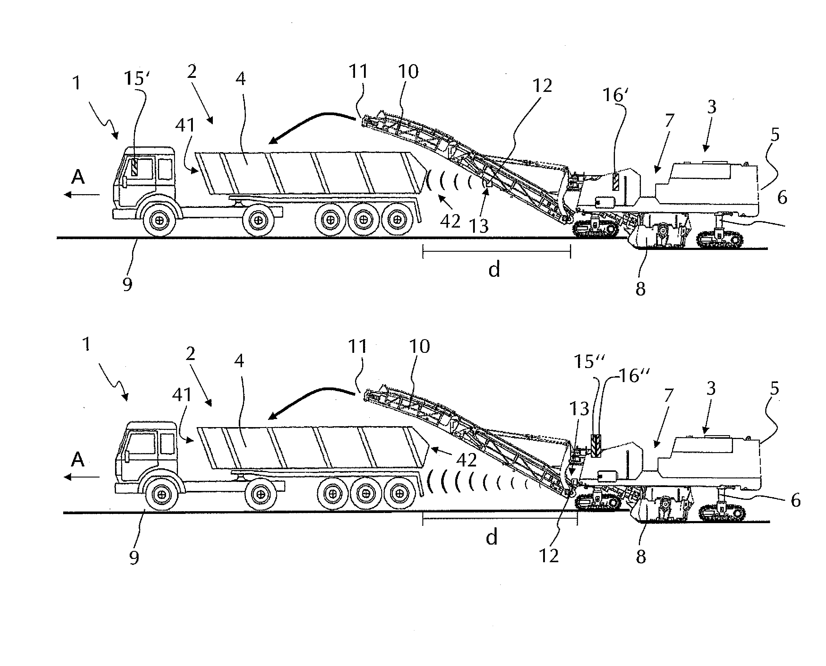 Work Train With A Milling Device And A Transport Device With A Sensor Device For Distance Monitoring, Milling Device With A Sensor Device And Method For Distance Monitoring With A Work Train
