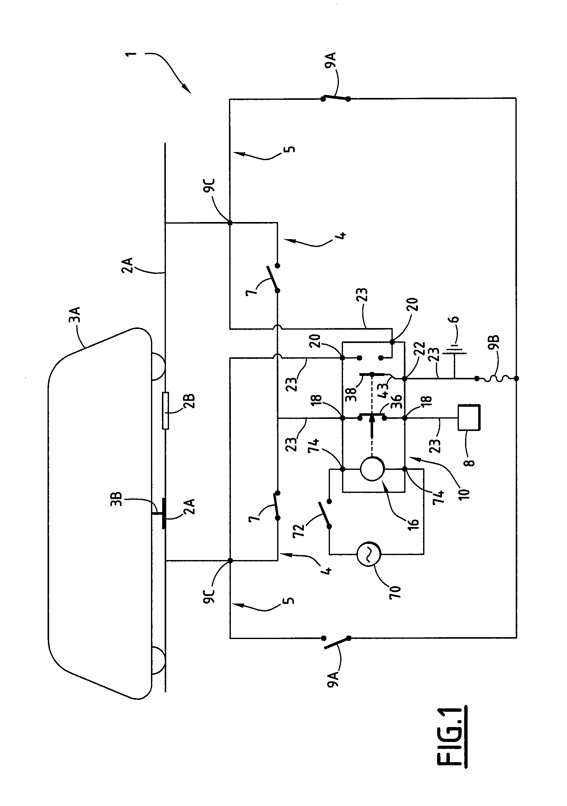 Device for sectioning an electrical circuit and a system for distributing electrical energy including the sectioning device