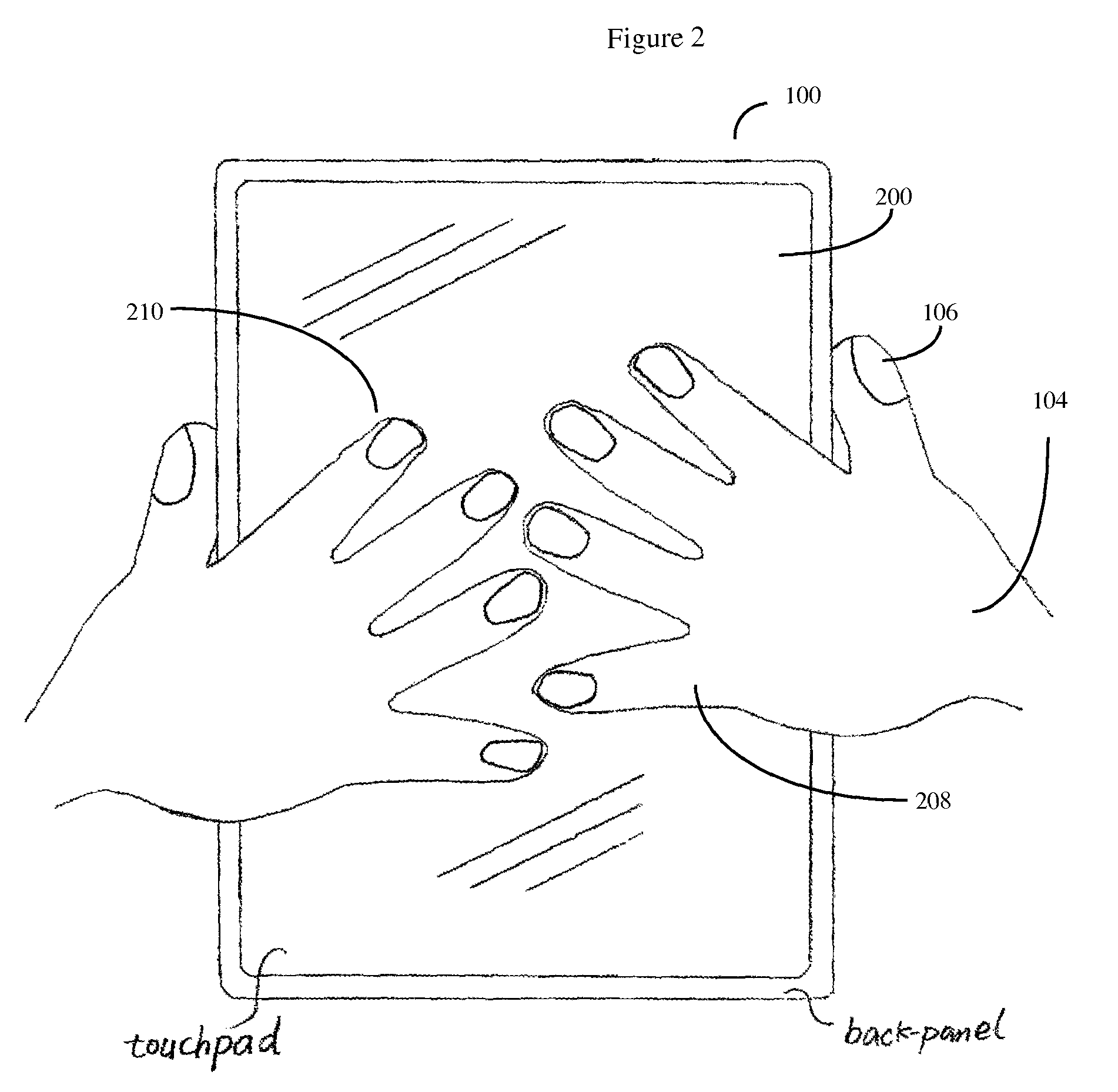 Method for user input from the back panel of a handheld computerized device