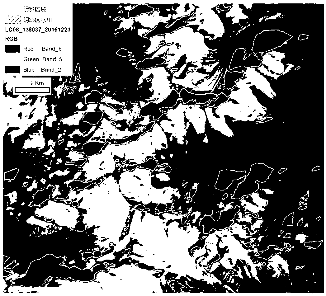 Plateau mountain shadow area glacier identification method