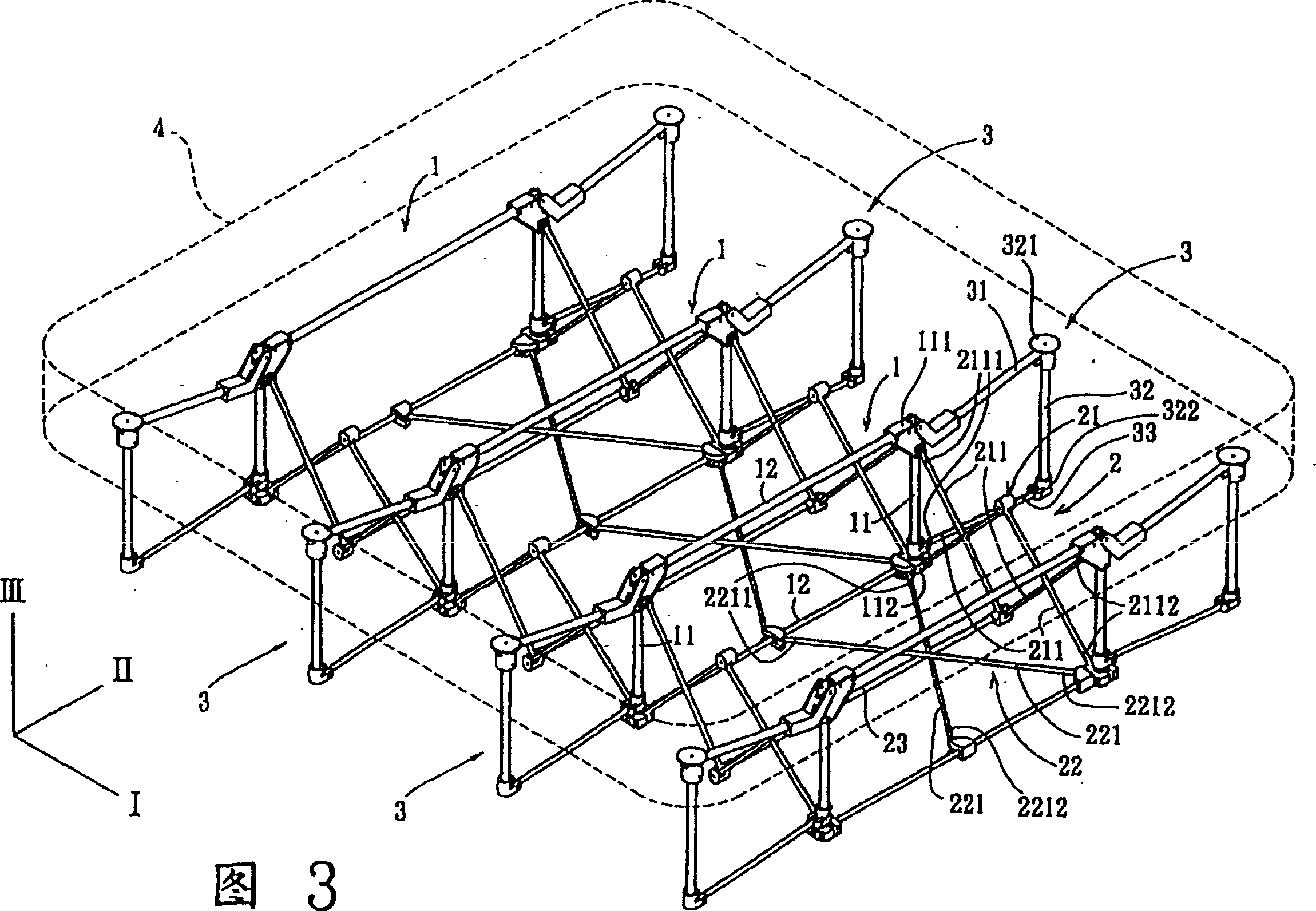 Bed frame being able to stretch and airbed using the frame