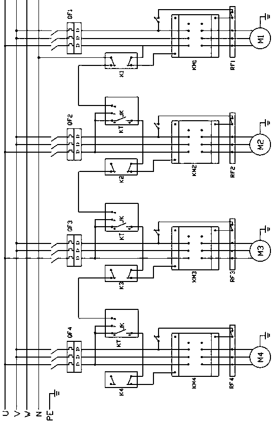 Electric control circuit of air compressor for salt bag packing machine