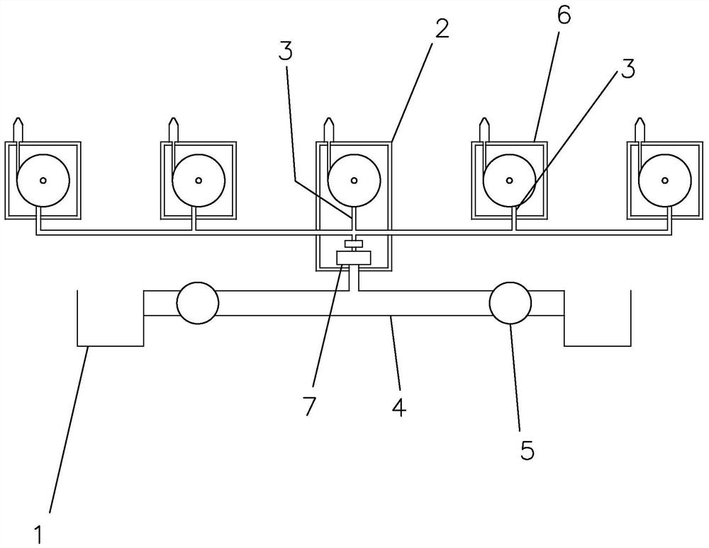 Distributed centralized vacuum discharge and sewage system with main power unit and multiple sub-units