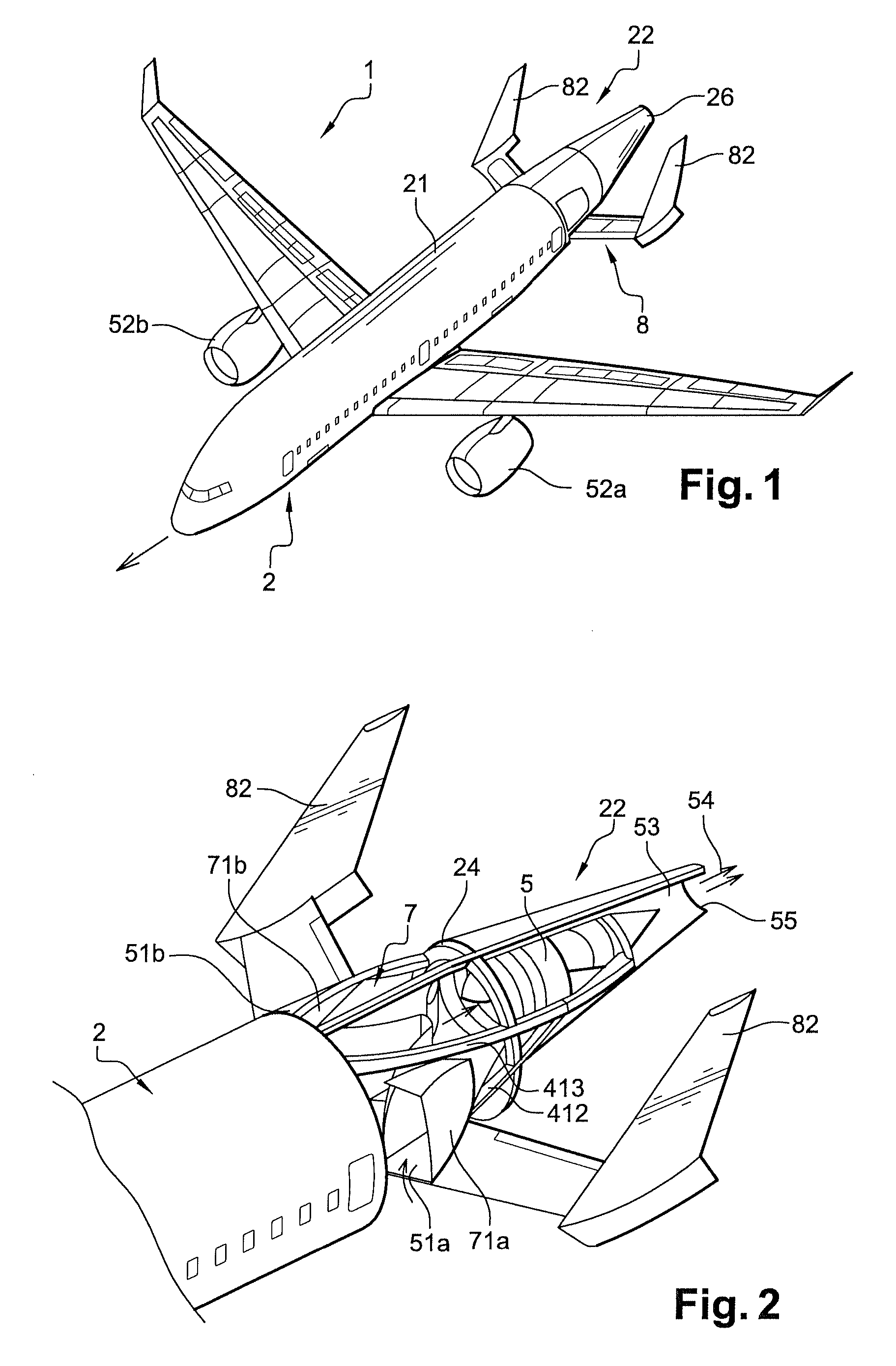 Beam mounted rear propulsion system for an aircraft and aircraft with such system