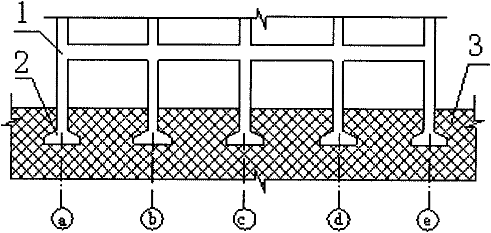Underground storey-adding process of frame structural building by one-by-one independent foundation underpinning method