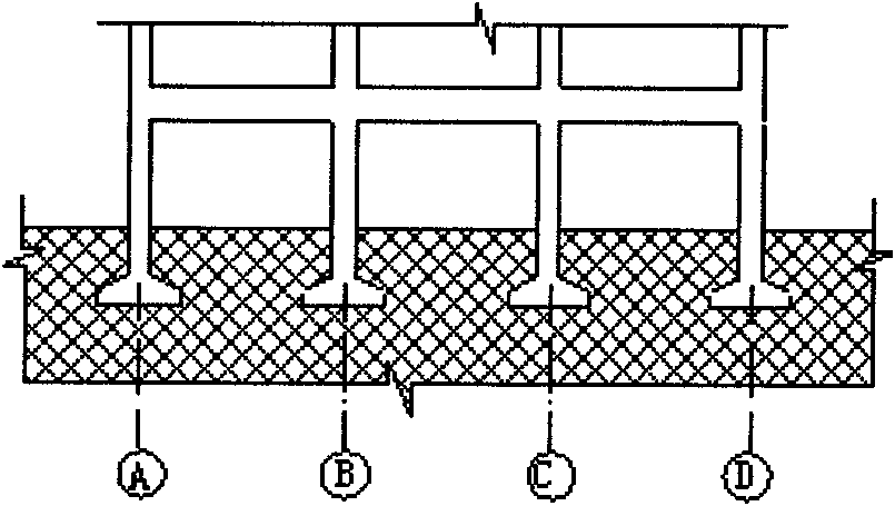 Underground storey-adding process of frame structural building by one-by-one independent foundation underpinning method