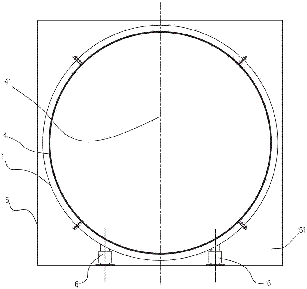 The non-rigid support system and the chimney of the horizontal section of the inner tube of the chimney