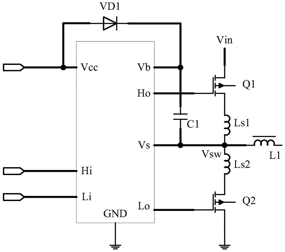 Driving circuit for switching bridge arm and switching power supply