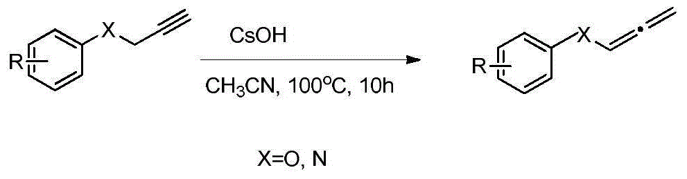 Novel method for preparing allene by cesium hydroxide catalysis