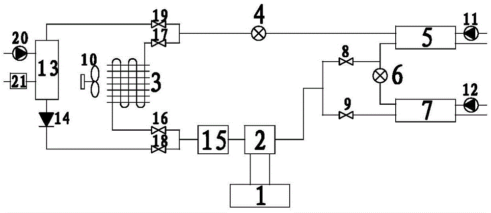 Independent refrigerating procedure of heat pump and hot water heating combined system