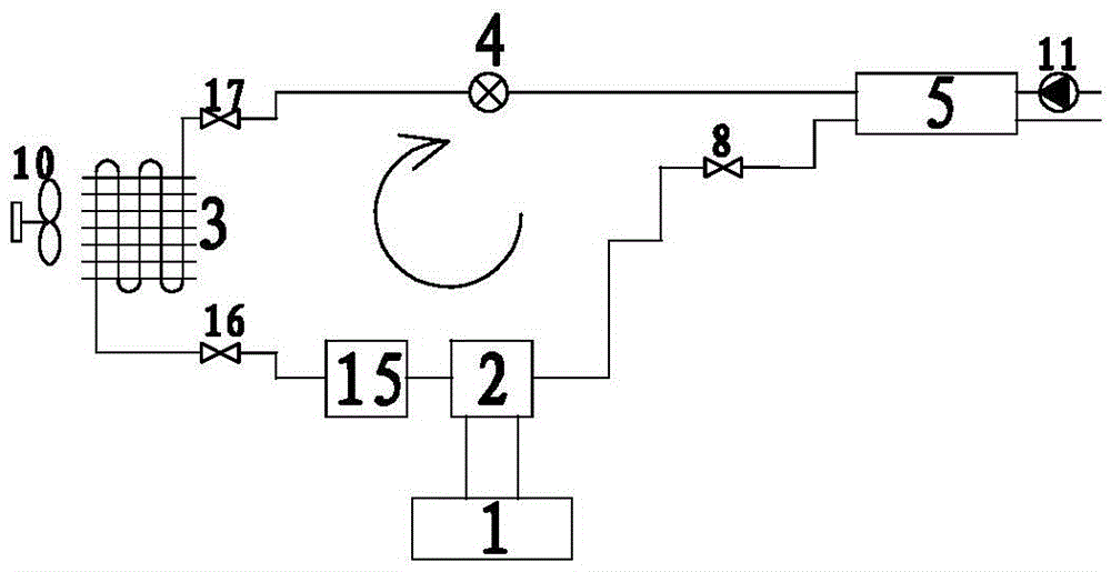 Independent refrigerating procedure of heat pump and hot water heating combined system