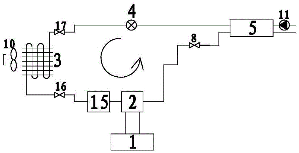 Independent refrigerating procedure of heat pump and hot water heating combined system