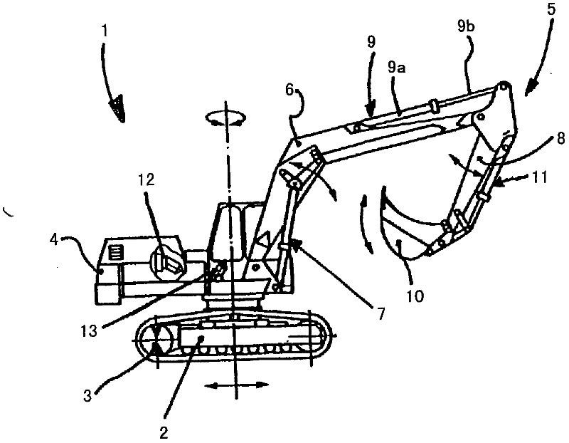 Control valve device of double-acting arm cylinder for operating mobile working machine