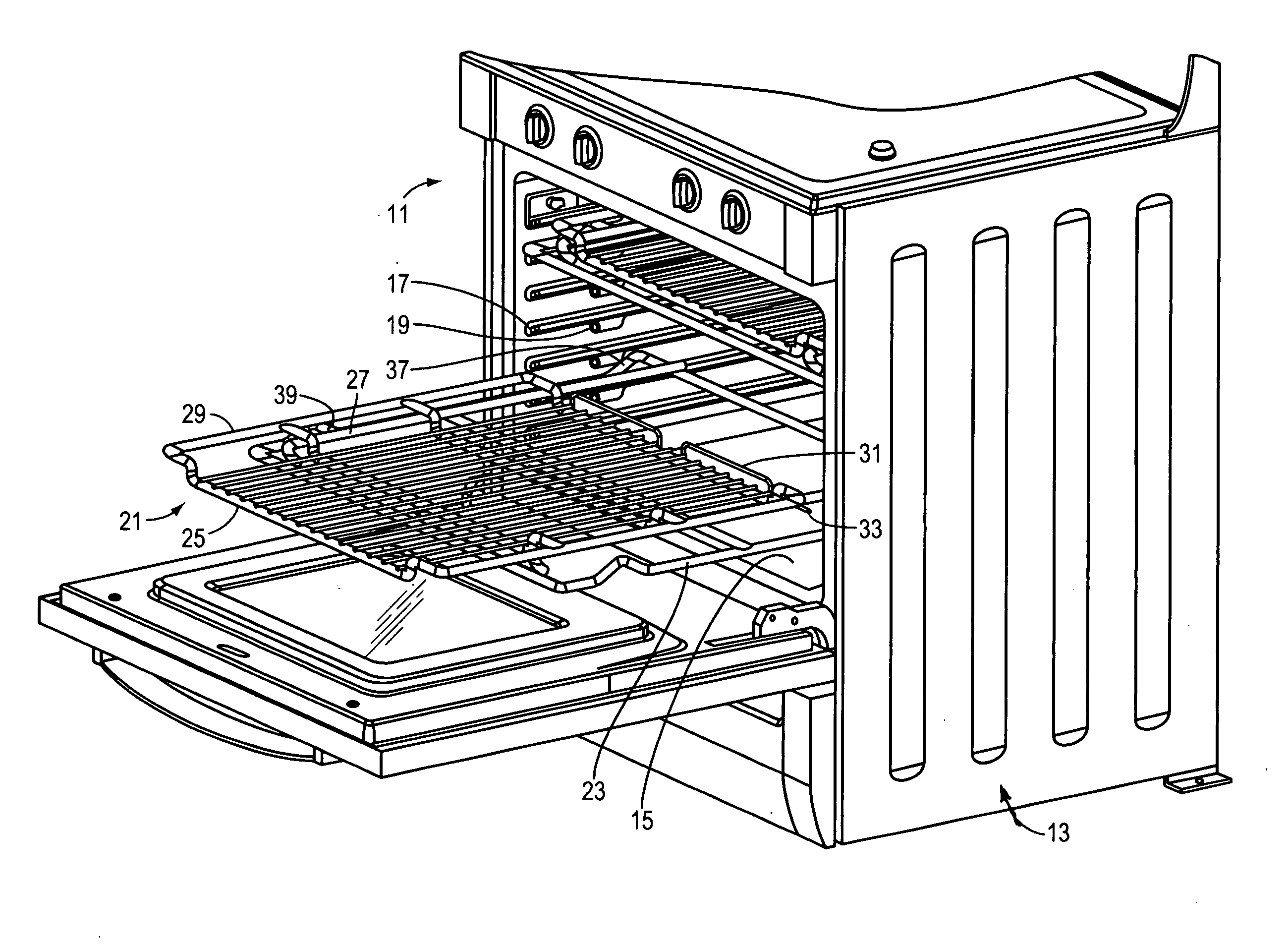 Retractable oven rack assembly