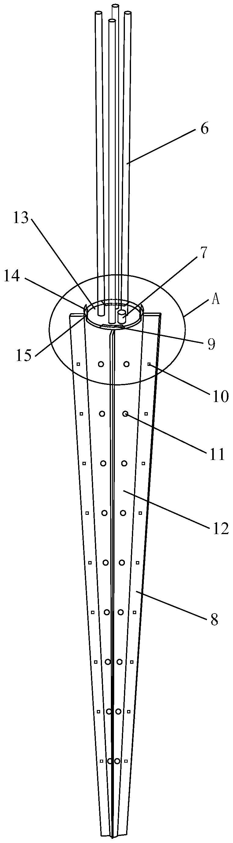 A coal pile temperature measurement and cooling grouting device and system