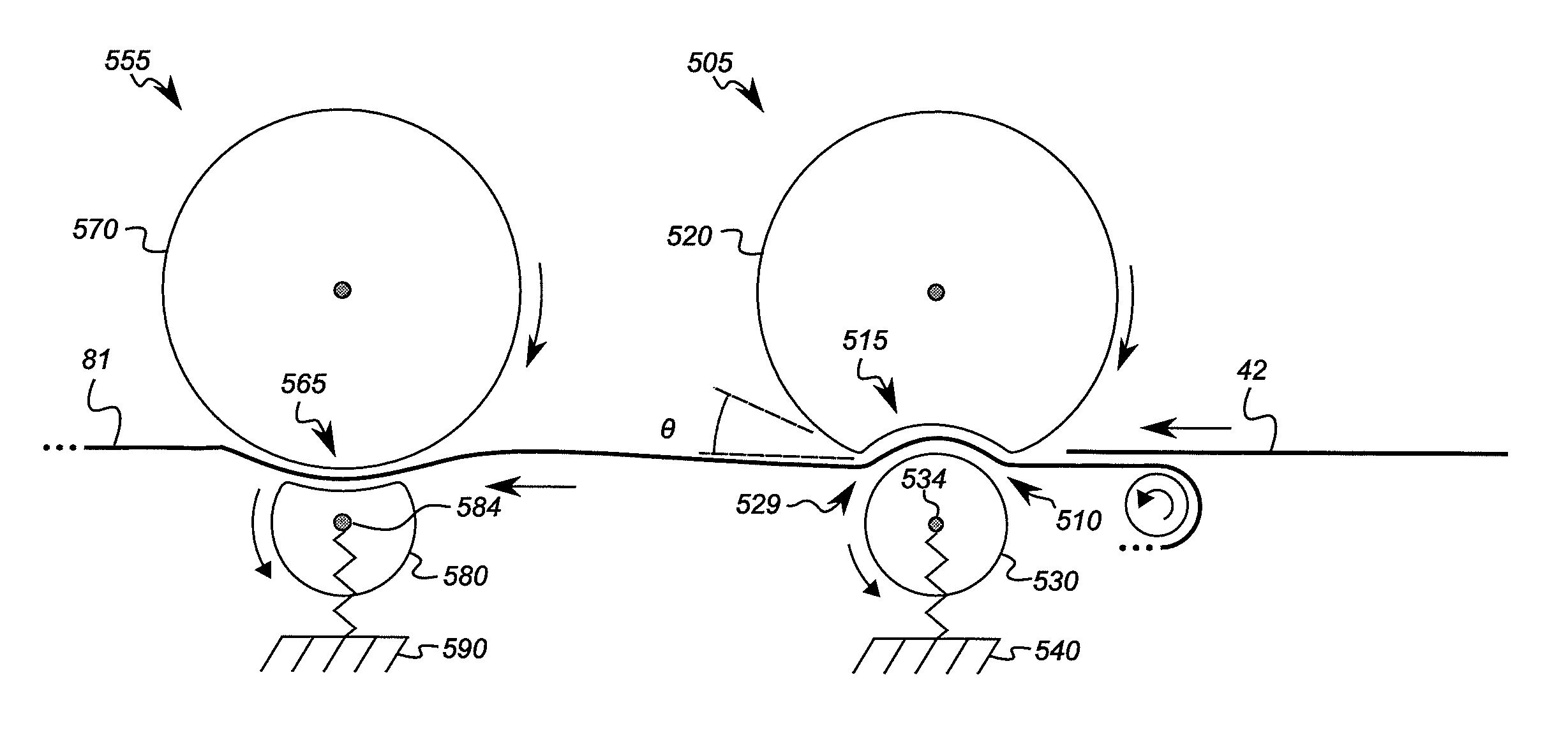 Printer with compressible and incompressible transfer backups