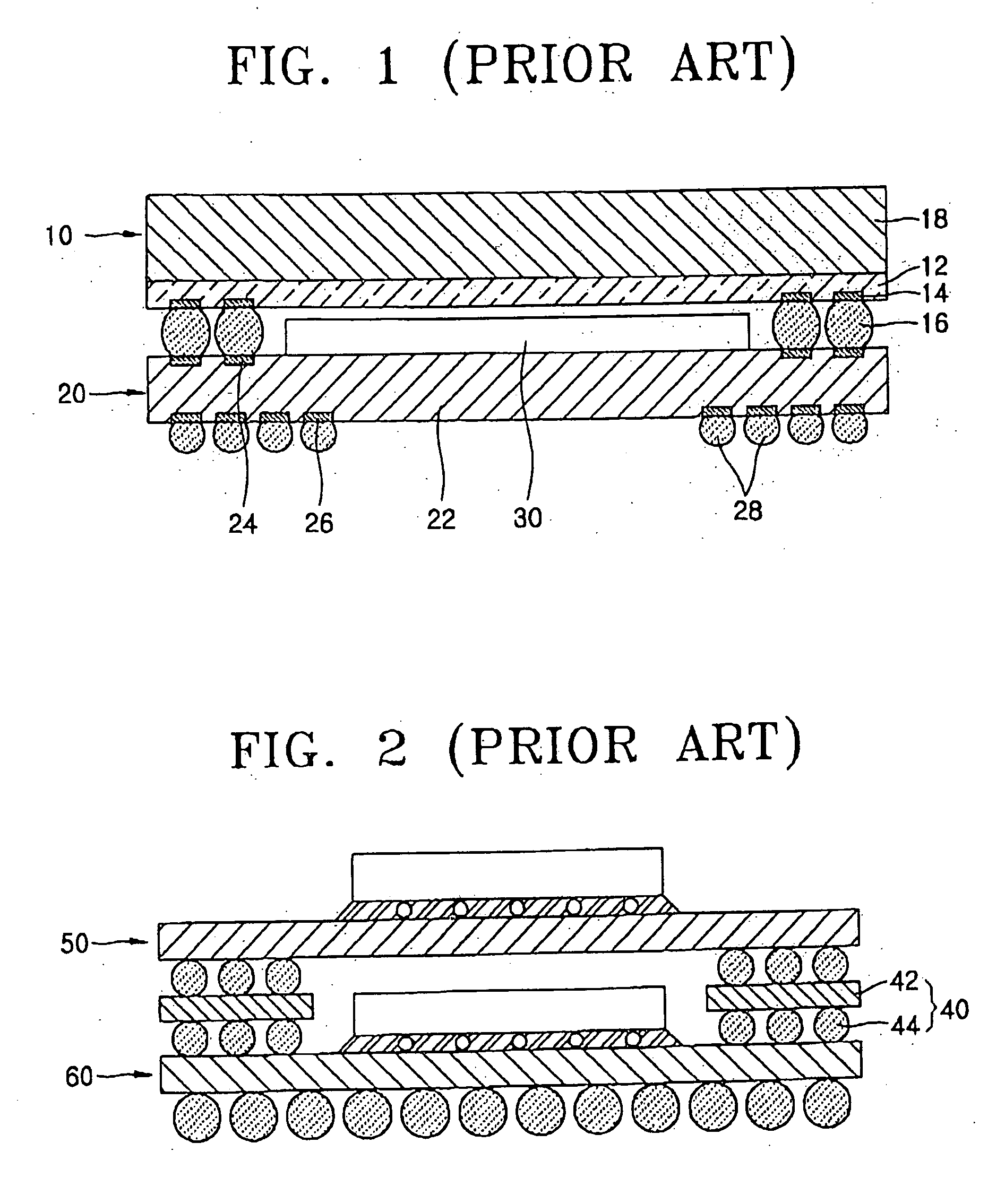 Stacked semiconductor package having interposing print circuit board