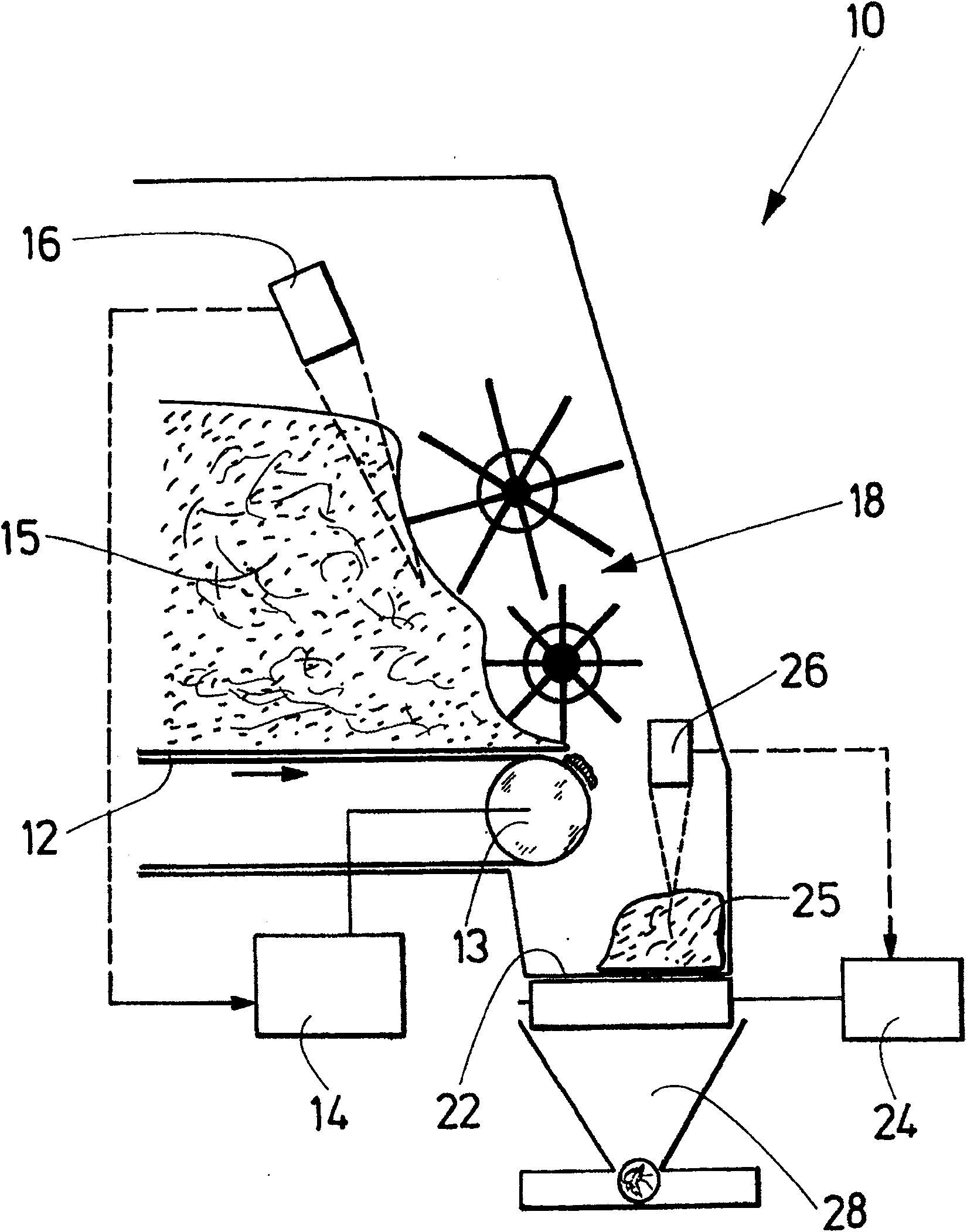 Method and device for unloading tobacco material from an intermediate reservoir