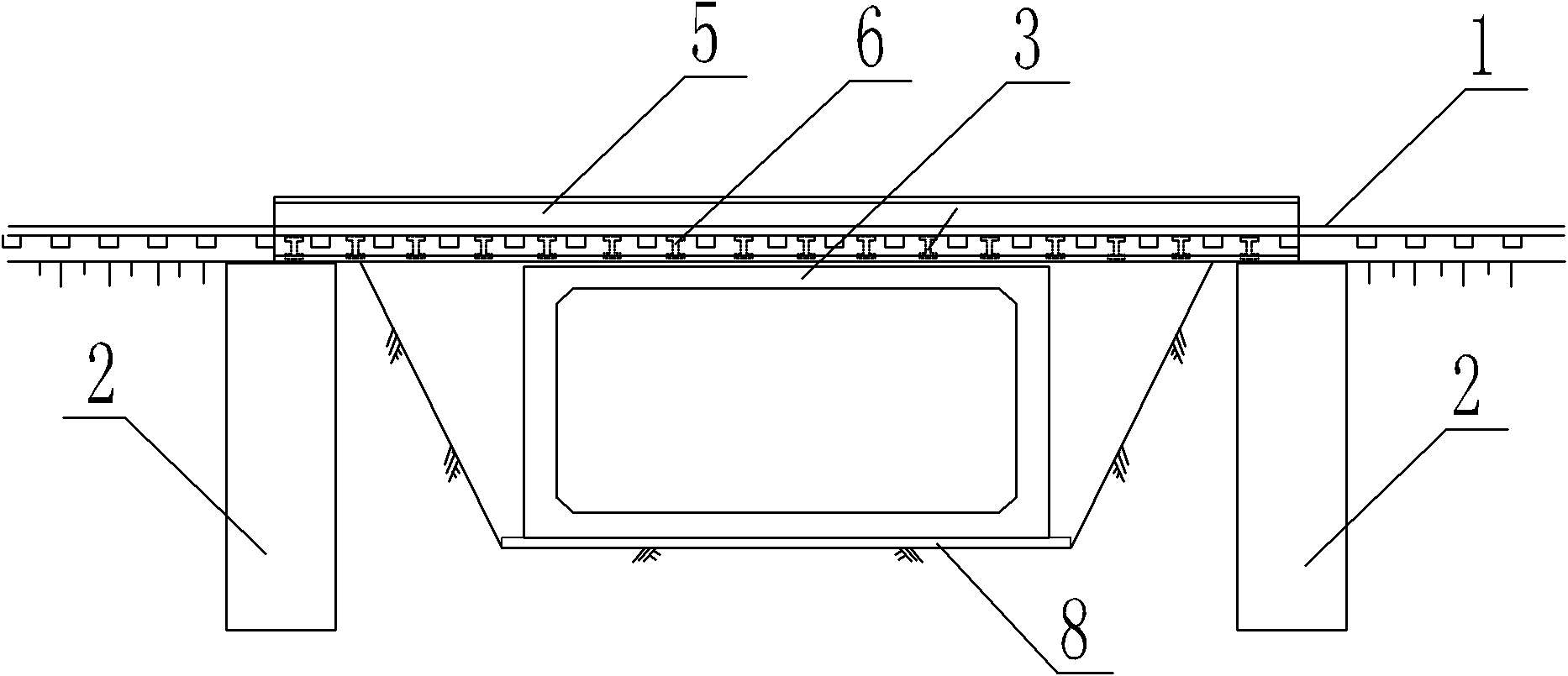 Construction method for underground box culvert of existing railway line