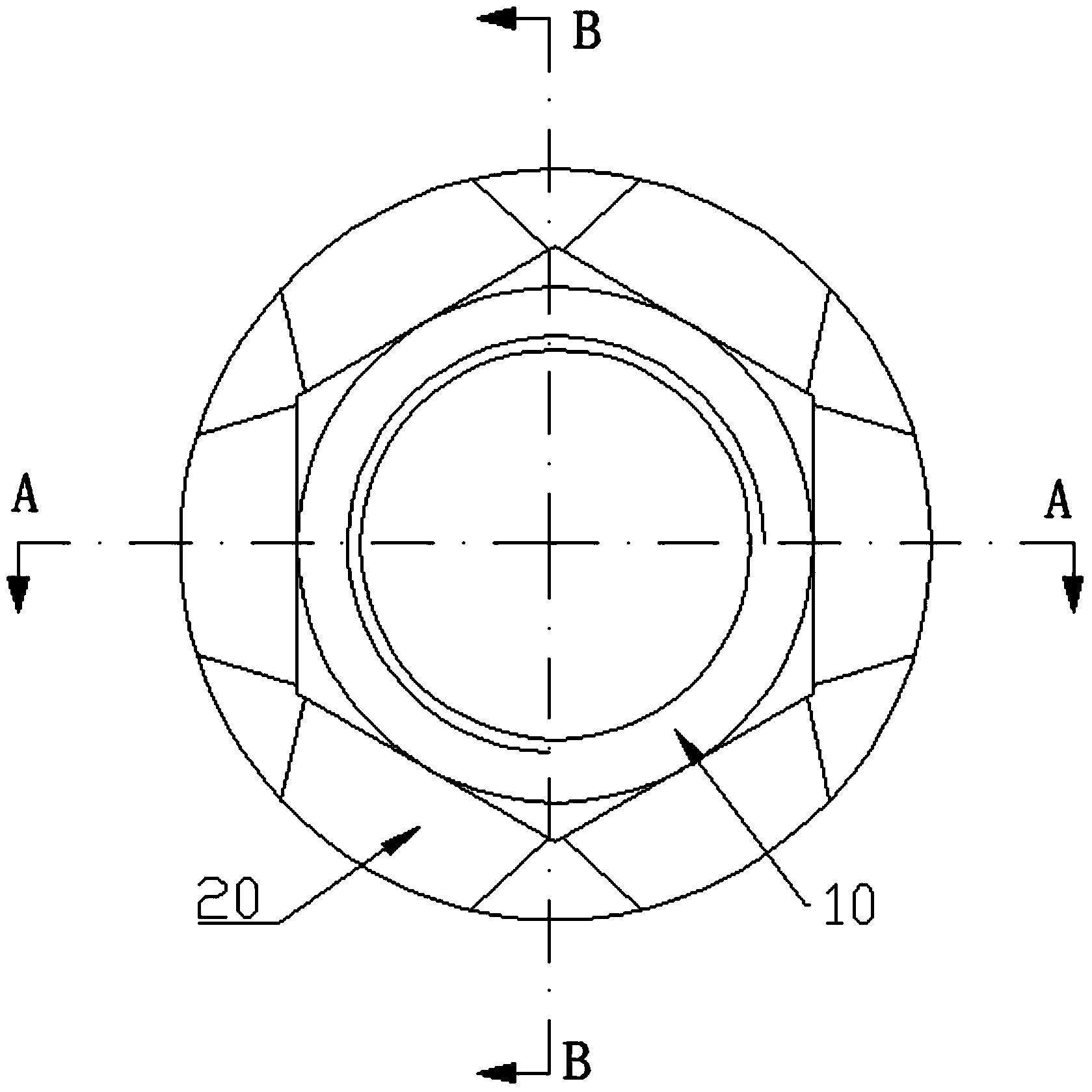 Hexagonal surface self-locking nut