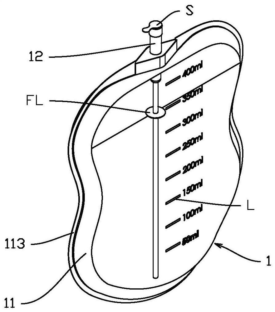 Oxygen humidifying liquid bag and oxygen humidifying device