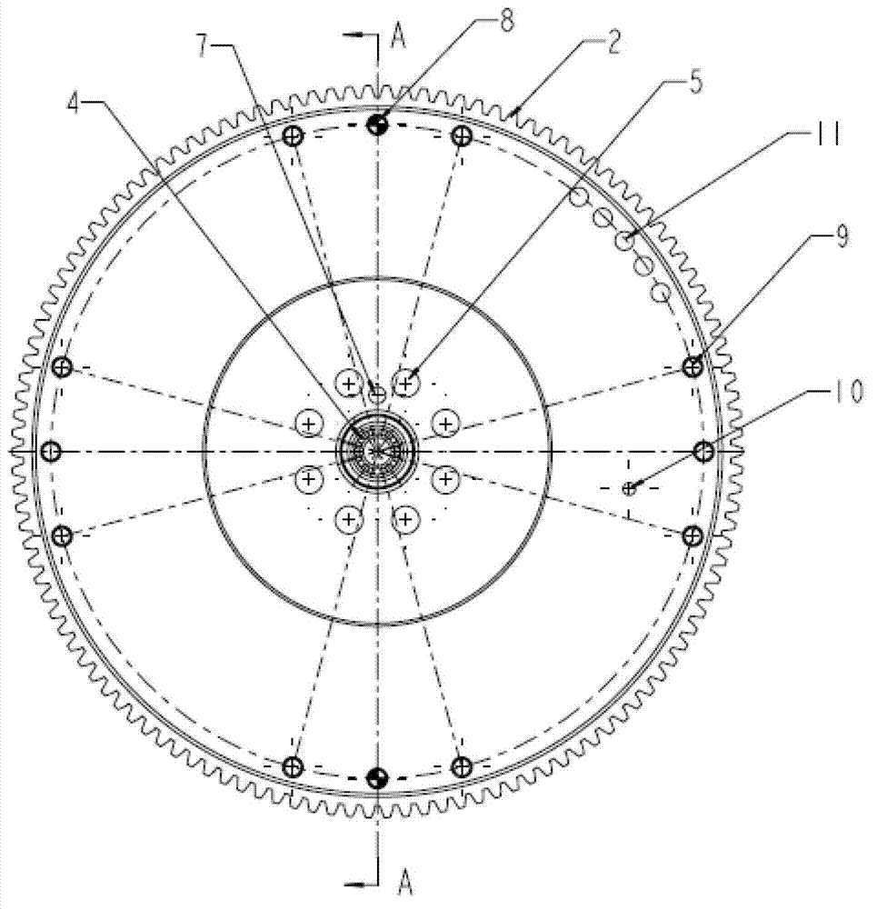 Engine flywheel assembly with gearbox starting bearing