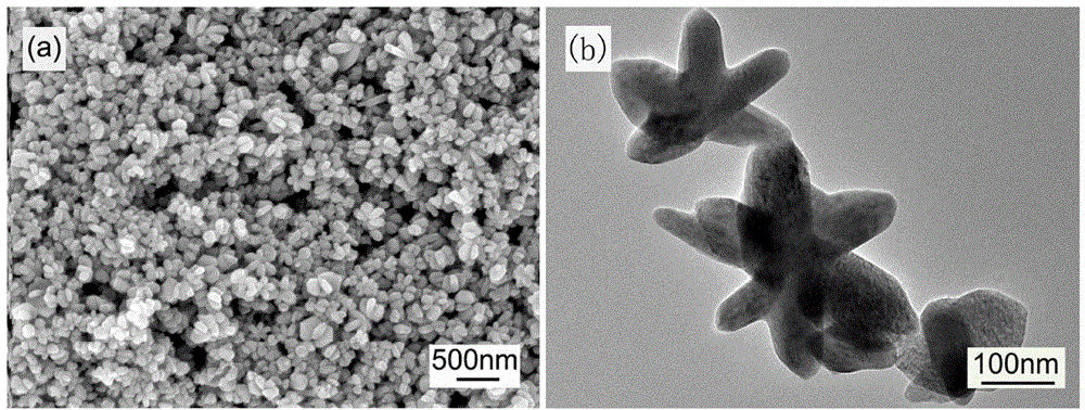 D-phase vanadium dioxide nano-star powder and preparation method thereof