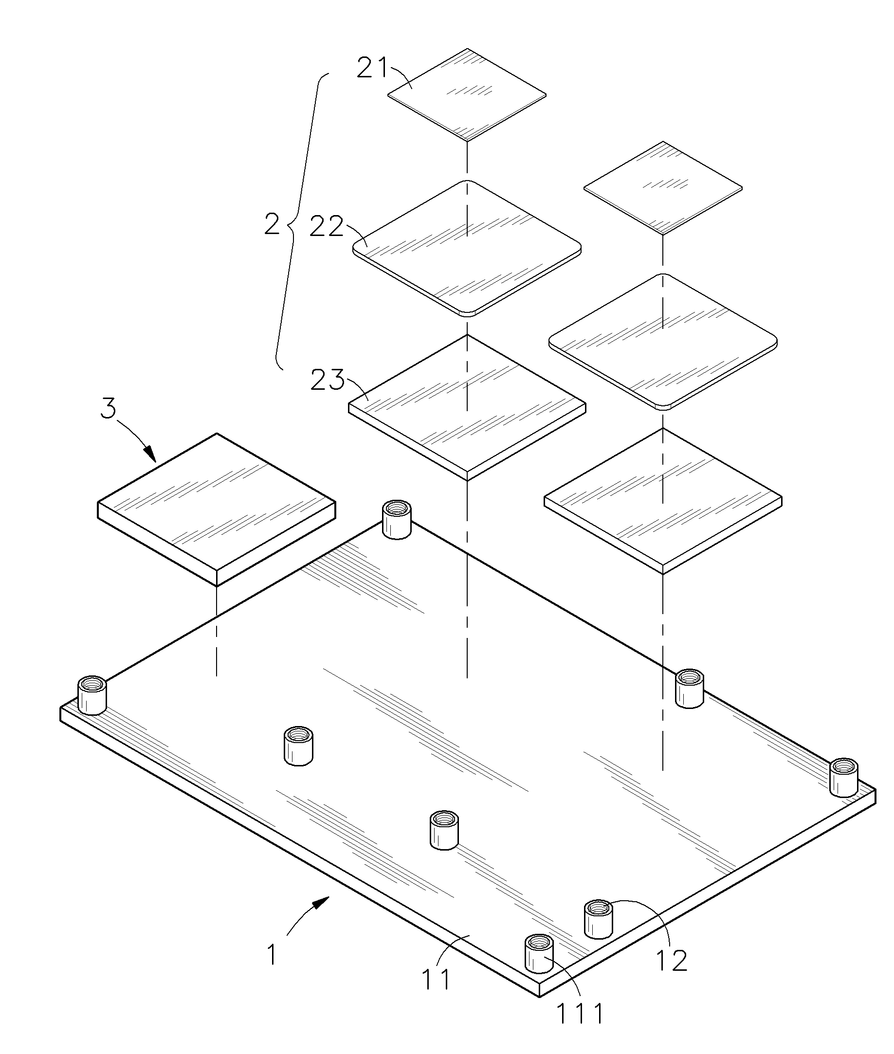 Stacked heat-transfer interface structure