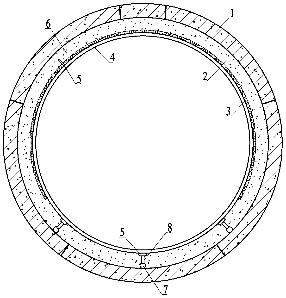 Composite lining structure of shield water delivery tunnel, and construction method for same