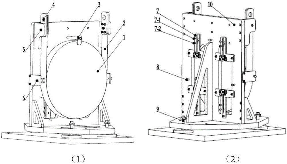 A shock-absorbing adjustment mechanism for a plane mirror