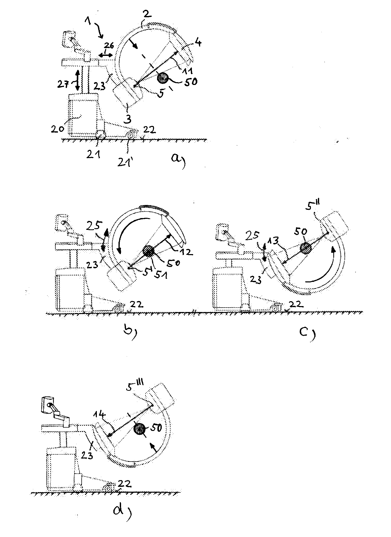 Method for recording a complete projection data set in the central layer for ct reconstruction using a c-arm x-ray apparatus with a limited rotation range