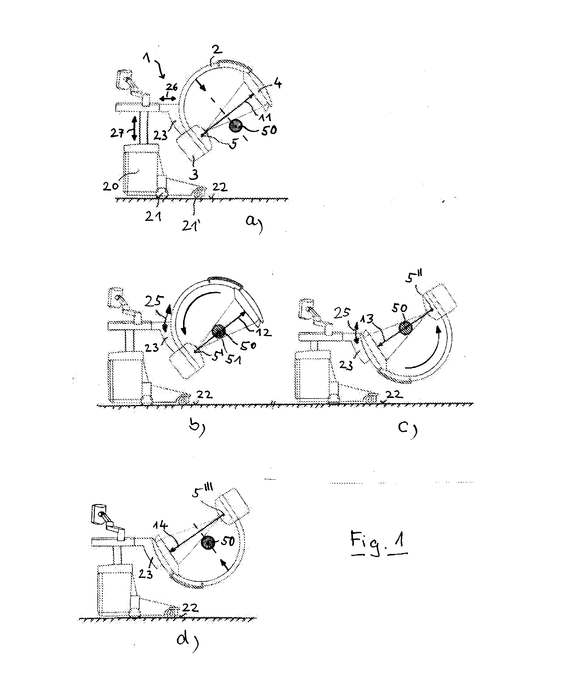 Method for recording a complete projection data set in the central layer for ct reconstruction using a c-arm x-ray apparatus with a limited rotation range