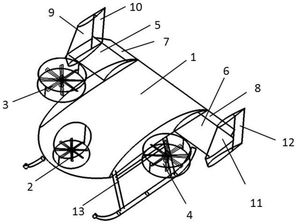 Vertical take-off and landing tilt lift fan unmanned aerial vehicle with compact layout