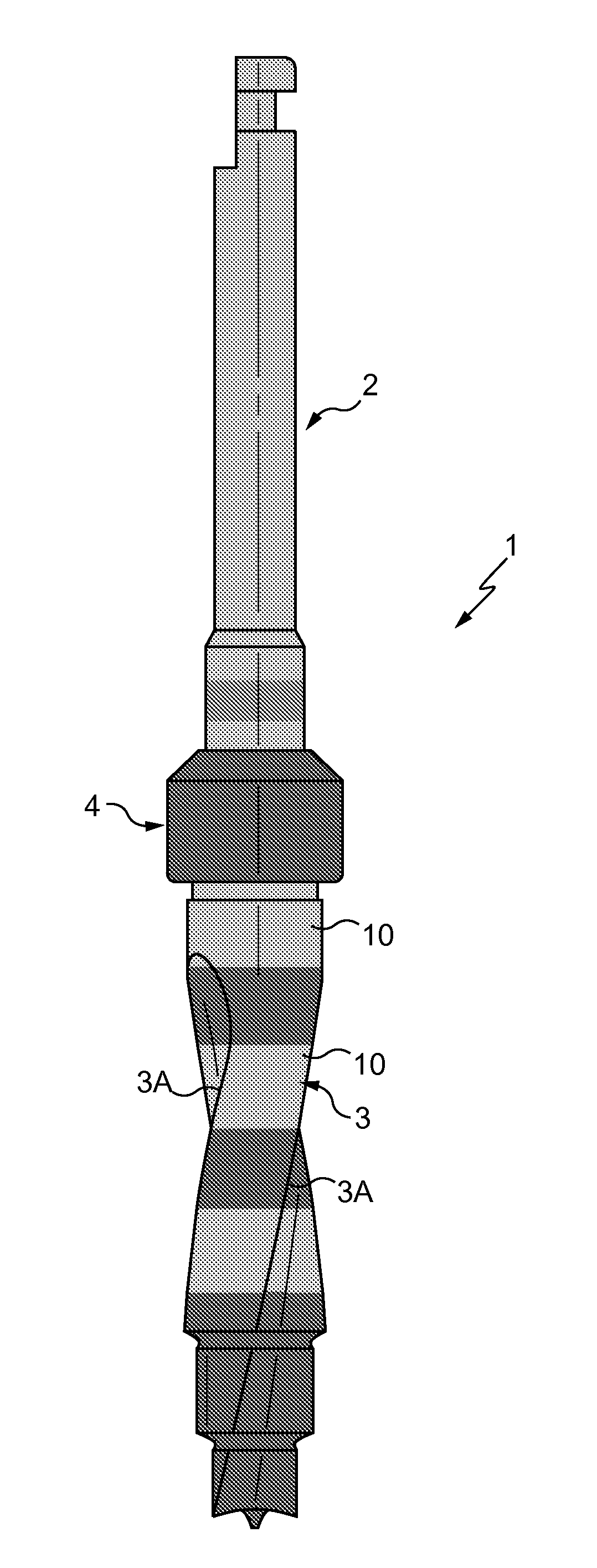 Dental tool with penetration indicating bands
