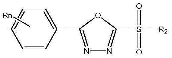Compound composition containing 2-(p-fluorophenyl)-5-methanesulfonyl-1,3,4-oxadiazole and Copper(succinate+glutarate+adipate) and preparation