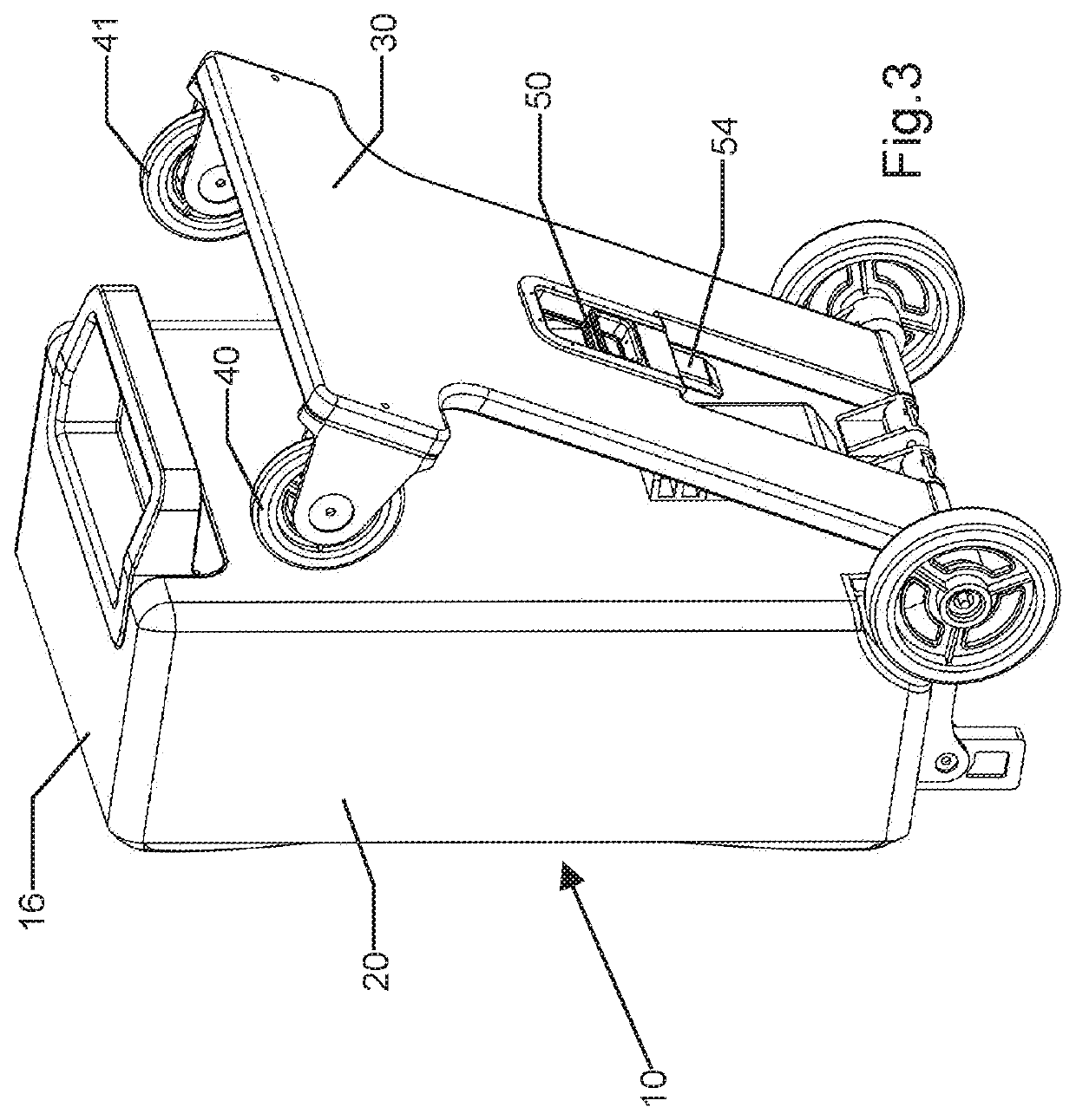 Rollable personal container transport device with rotating platform