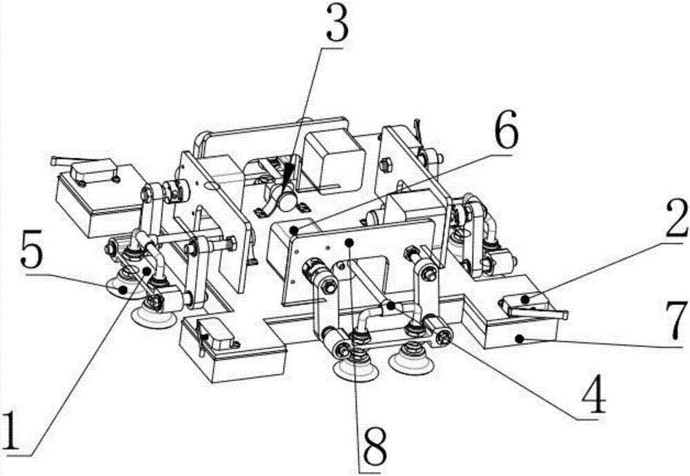 Four-bar linkage window-cleaning robot