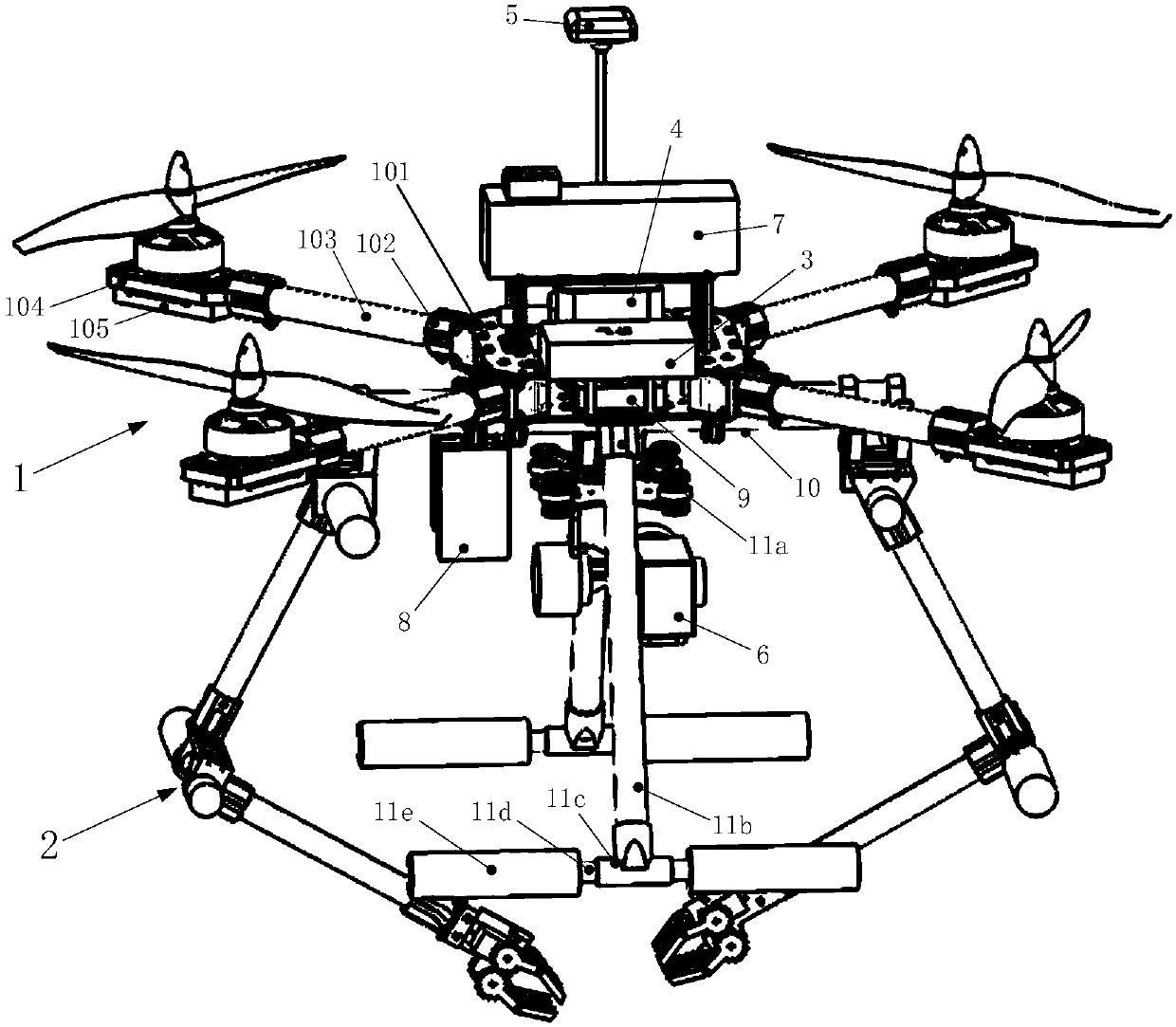 Imitation eagle grabbing system of air-operated multi-rotor aircraft