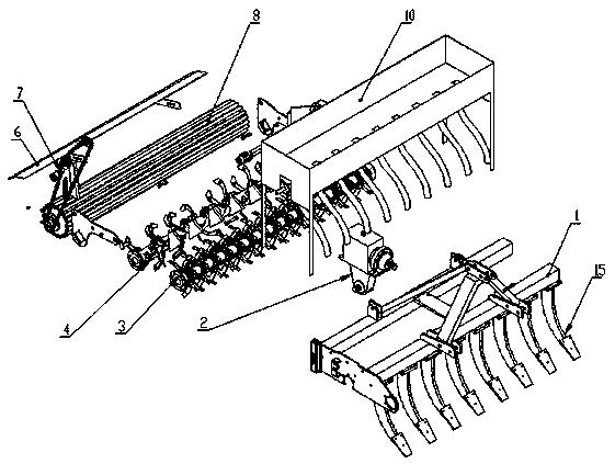 Stubble cleaning subsoiling fertilizer applying plowing combined operation machine