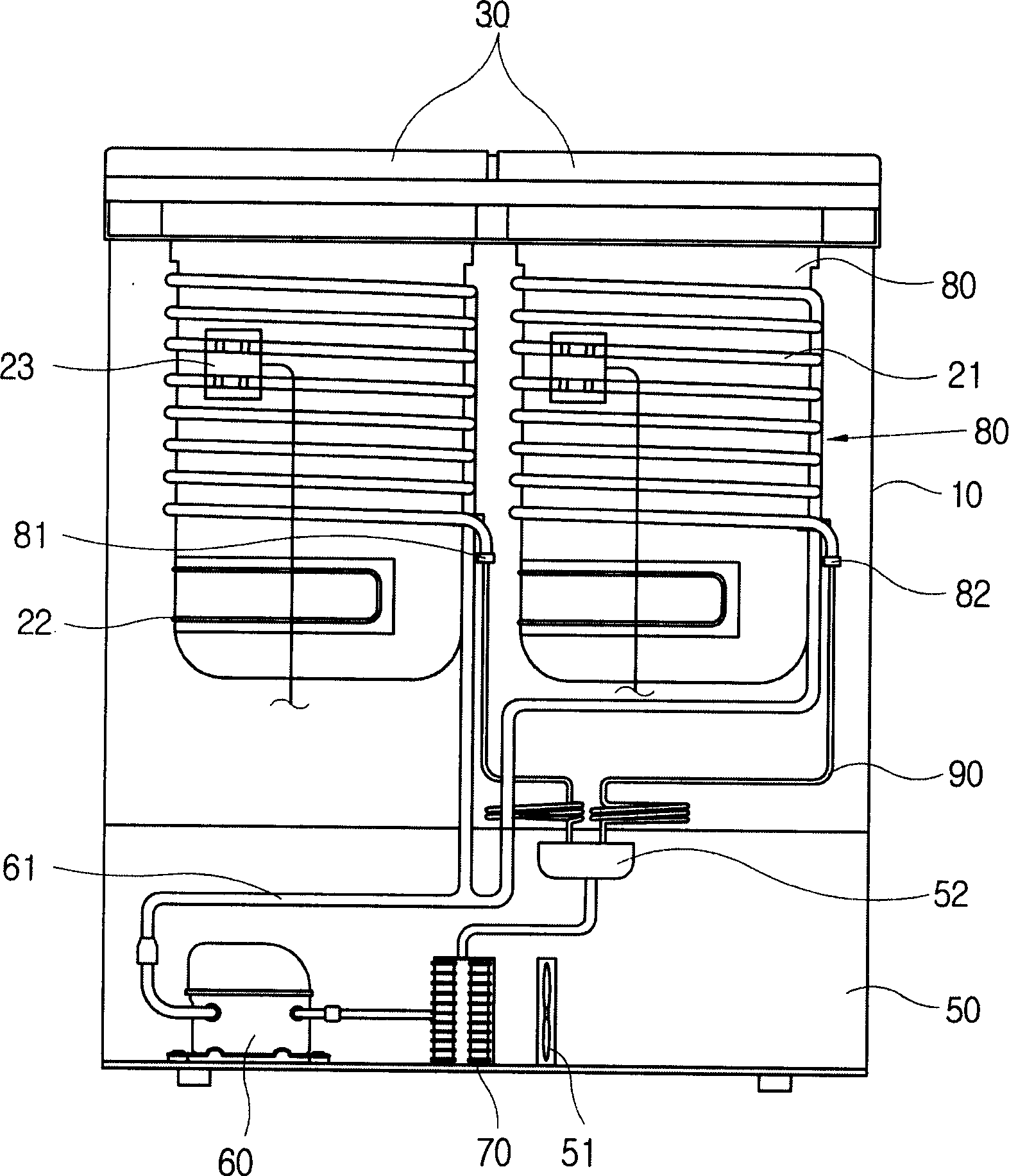 Evaporator layout structure of refrigerator