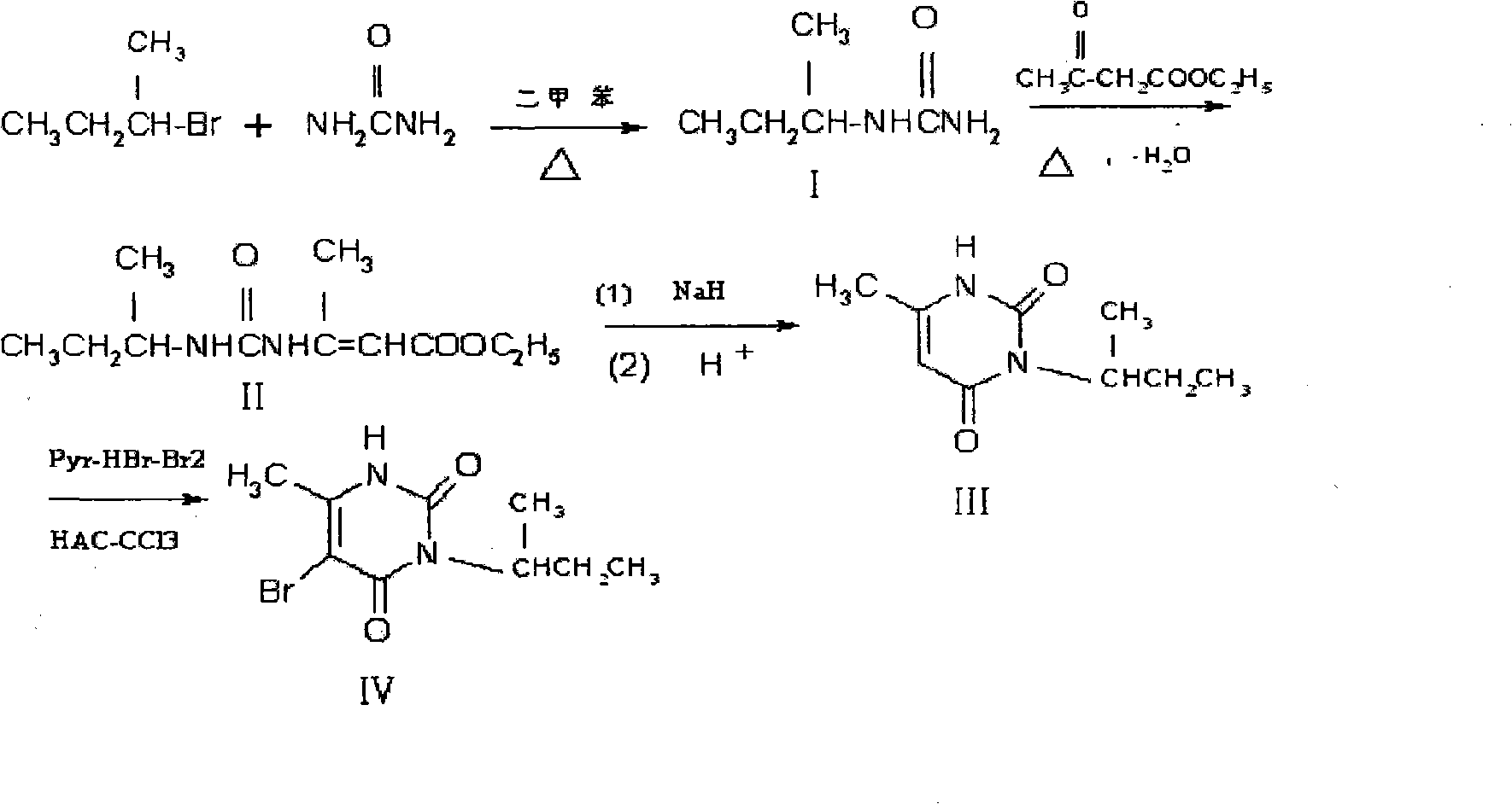 Method for synthesis of 5-bromine-3-sec-butyl-6- methyl uracil