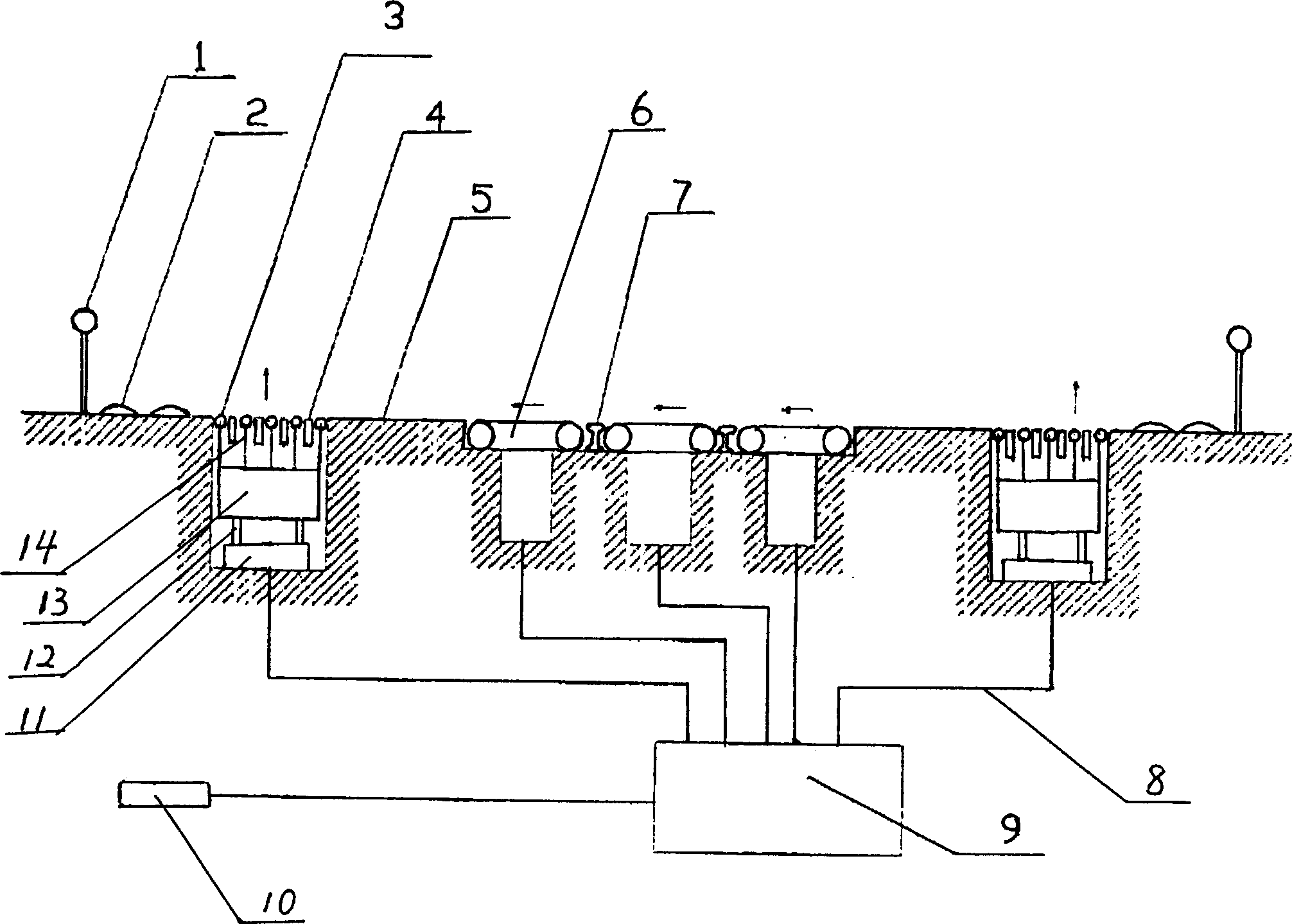 Automatic safety car-aresting and obstacle-removing system for gateman-free rail/road crossing traffic and using method thereof