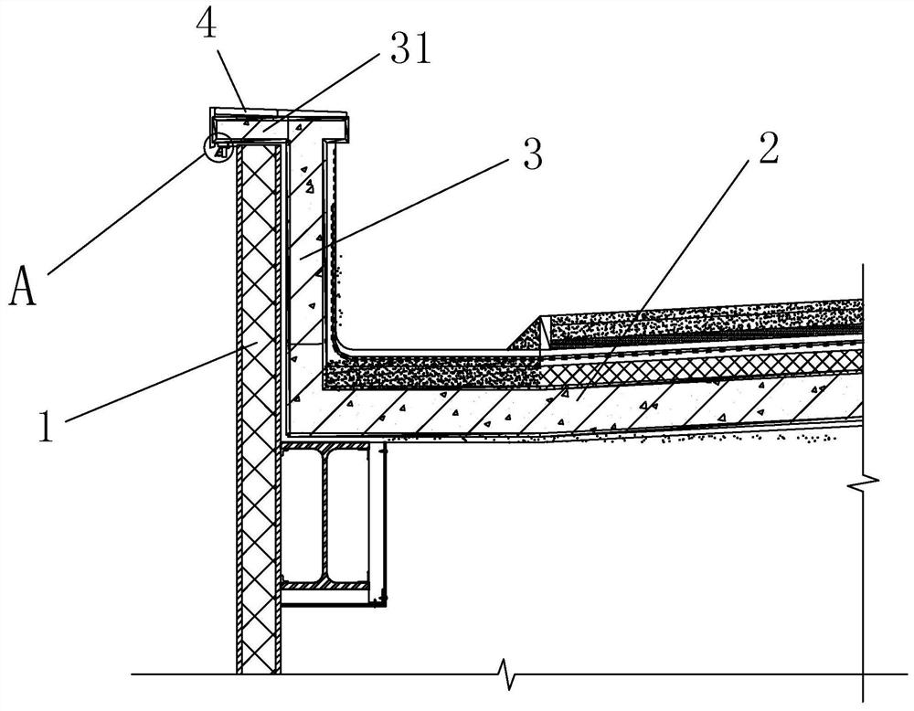 Waterproof and wind-resistant structure for roof cornice of transformer substation