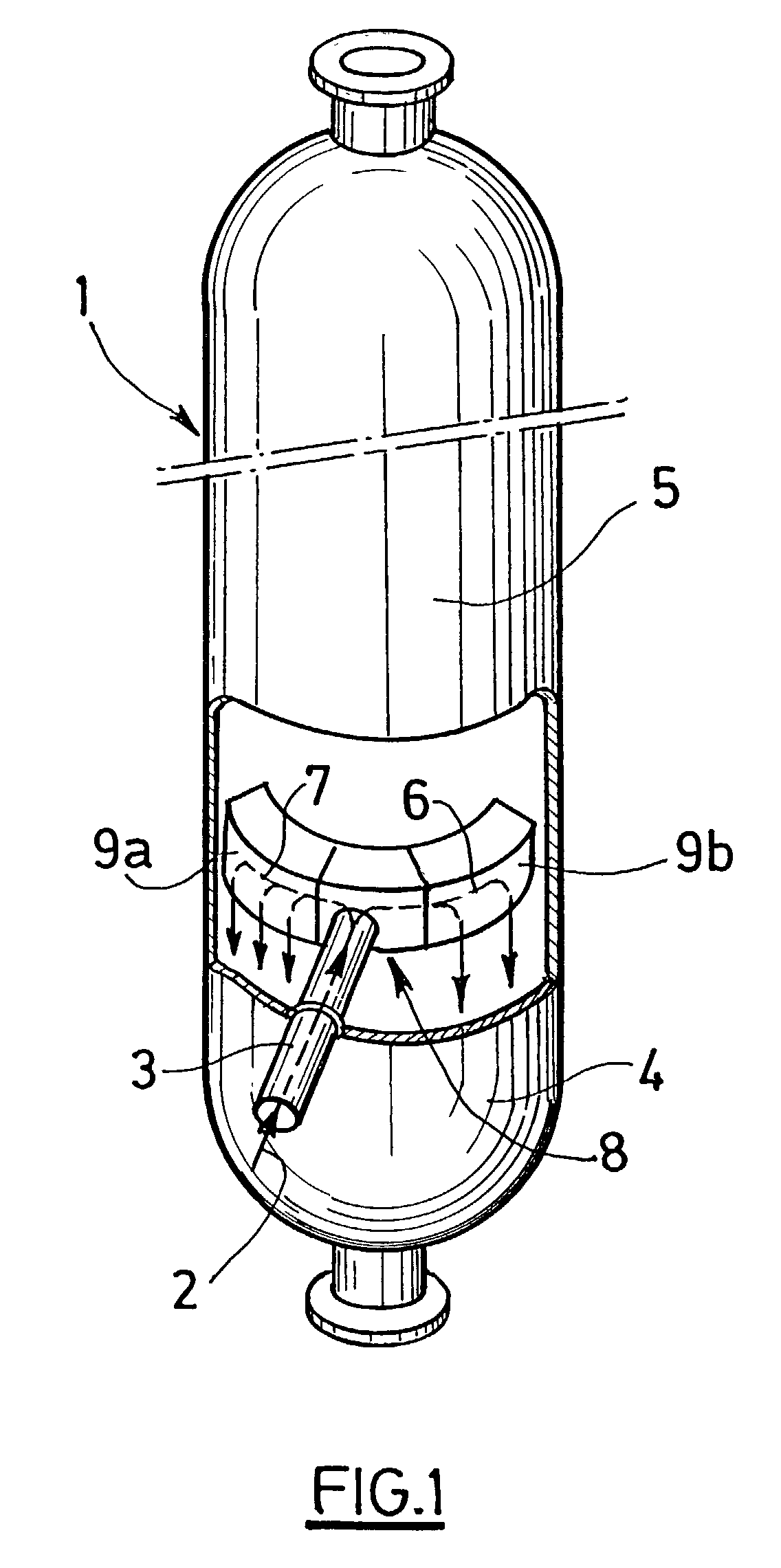 Method and device for introducing a liquid-vapor mixture into a radial feed cylindrical fractionating column