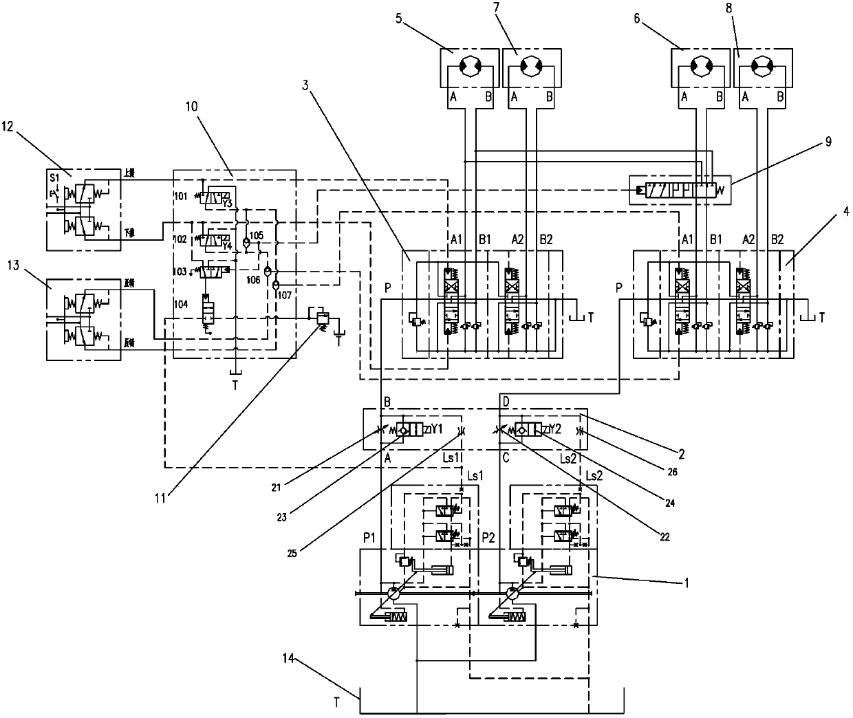 Fast propulsion hydraulic control loop of down-the-hole drill rig