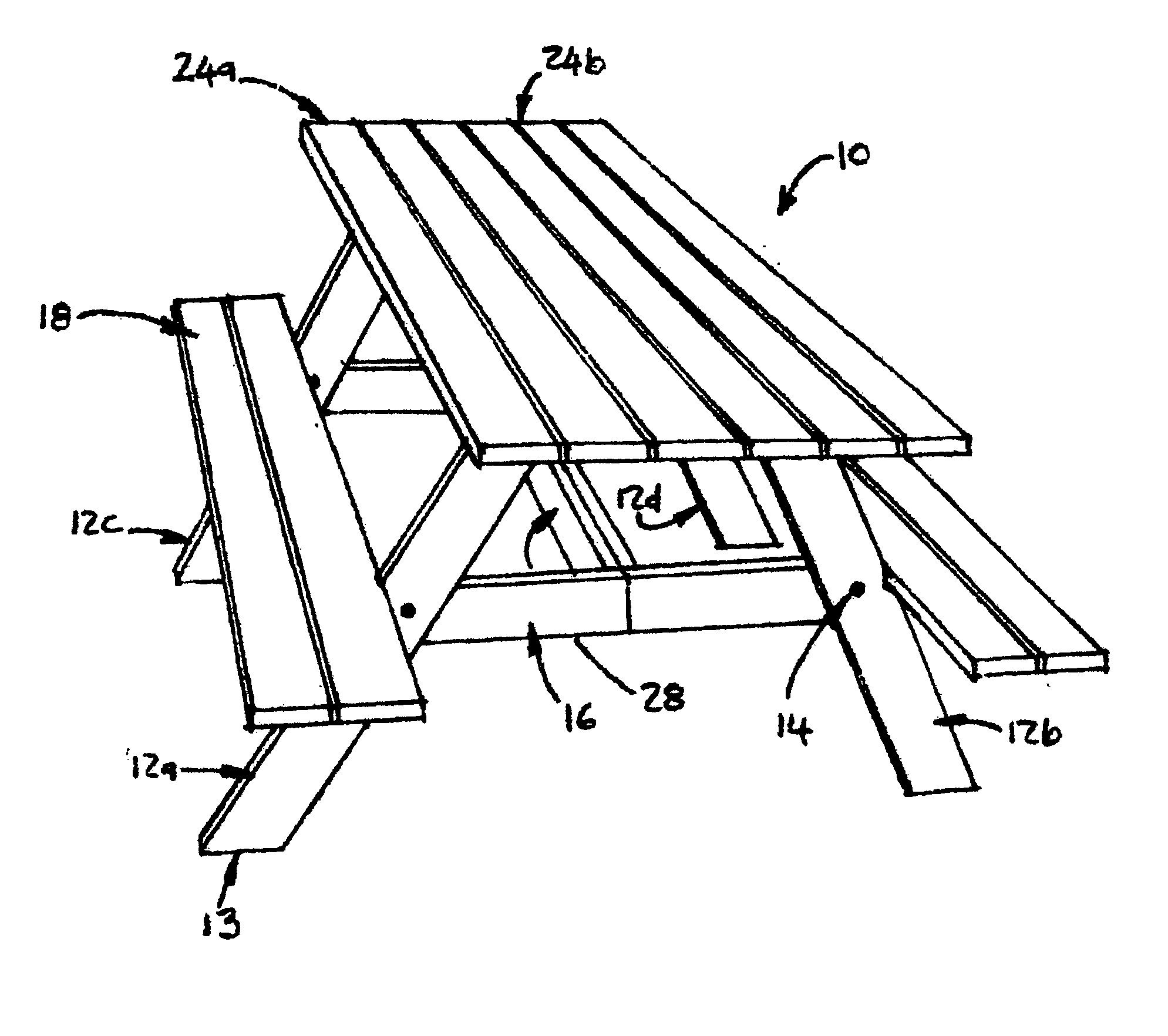 Collapsible bench and table combination